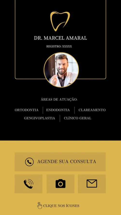 Imagem de um modelo de cartão de visitas digital para dentista